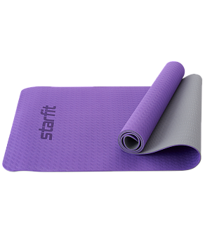 Коврик для йоги и фитнеса FM-201, TPE, 173x61x0,5 см, фиолетовый/серый